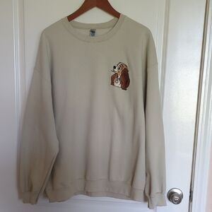 Women's Disney's Lady Cream Crewneck Sweater with Embroidered Design XL